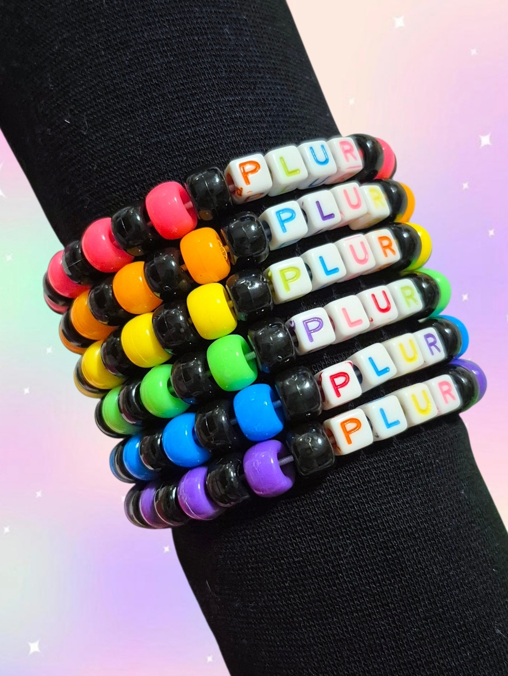 Rainbow Plur Kandi Bracelet Set